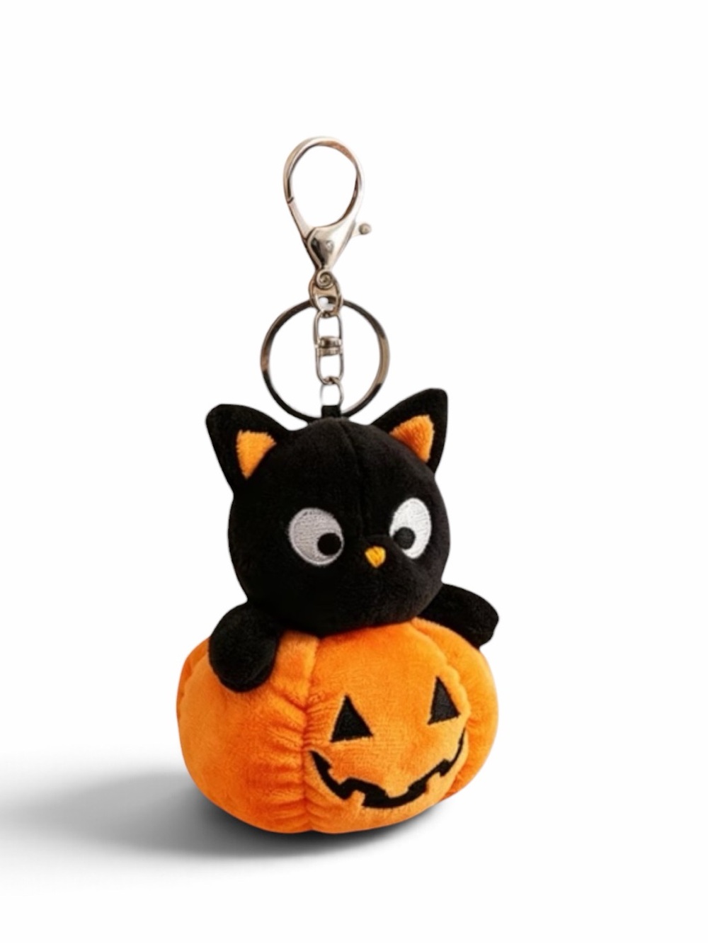 BLACK CAT JACK O’ LANTERN PLUSH HALLOWEEN KEYCHAIN BAG CHARM